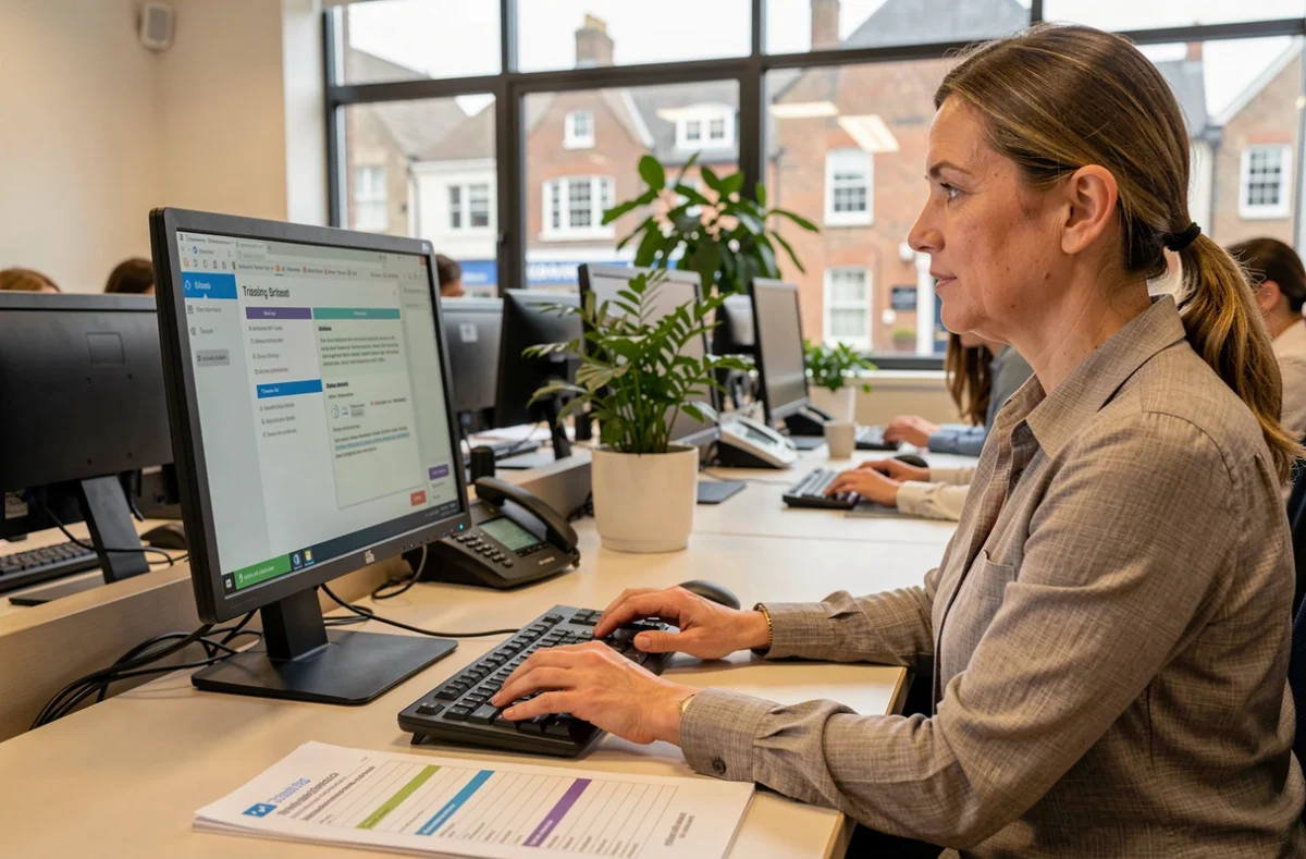 Apprenante adulte en formation informatique dans les locaux de l'AFPIM en Seine-Maritime