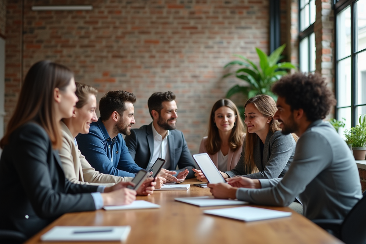 Groupe divers d adultes en atelier de réseautage
