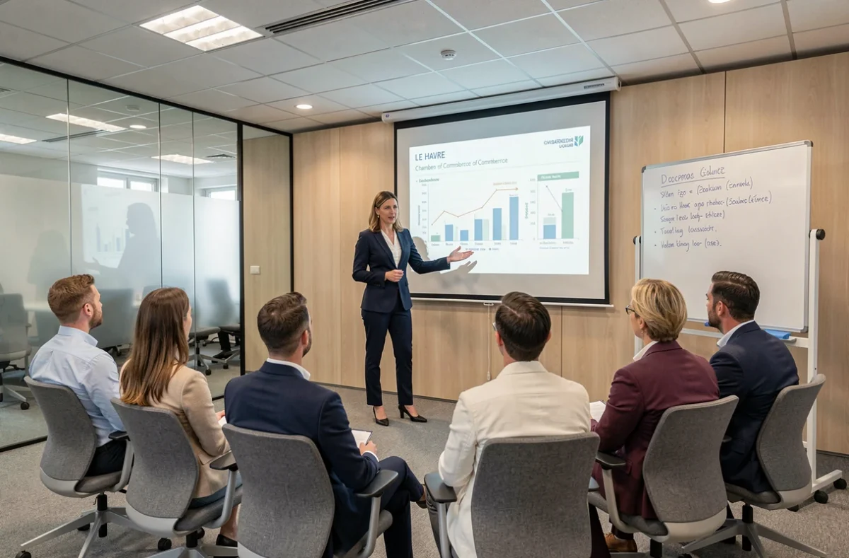 Formatrice animant un séminaire professionnel à la CCI Formation du Havre