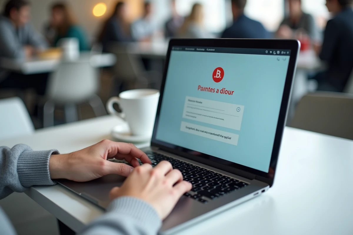 Écran d'ordinateur portable affichant une erreur de connexion sur le portail ENT Unice dans une cafétéria universitaire
