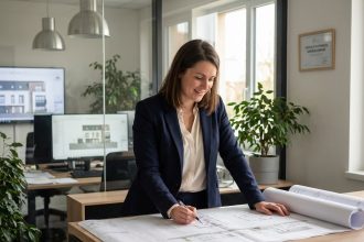 Femme d'affaires dans un bureau moderne à Sarreguemines