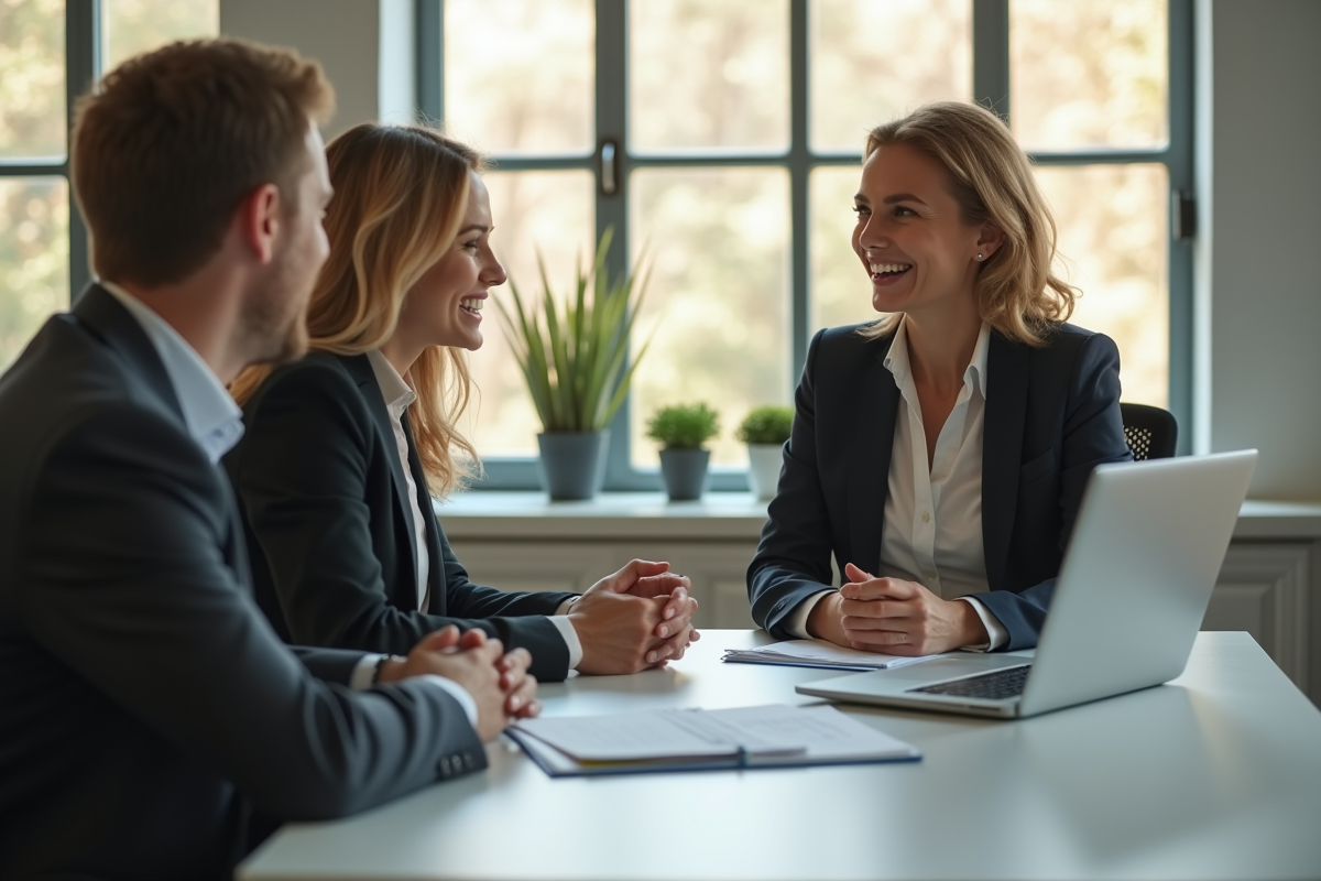 Femme confiante en entretien professionnel dans un bureau lumineux
