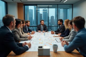 Groupe de professionnels en réunion de travail