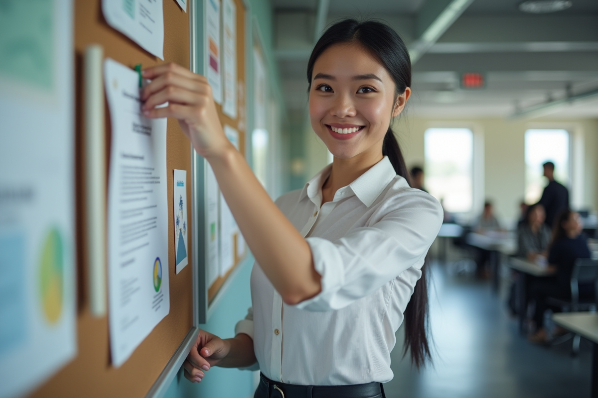 Jeune femme fiere affichant son certificat