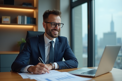 Manager financier en bureau moderne avec documents