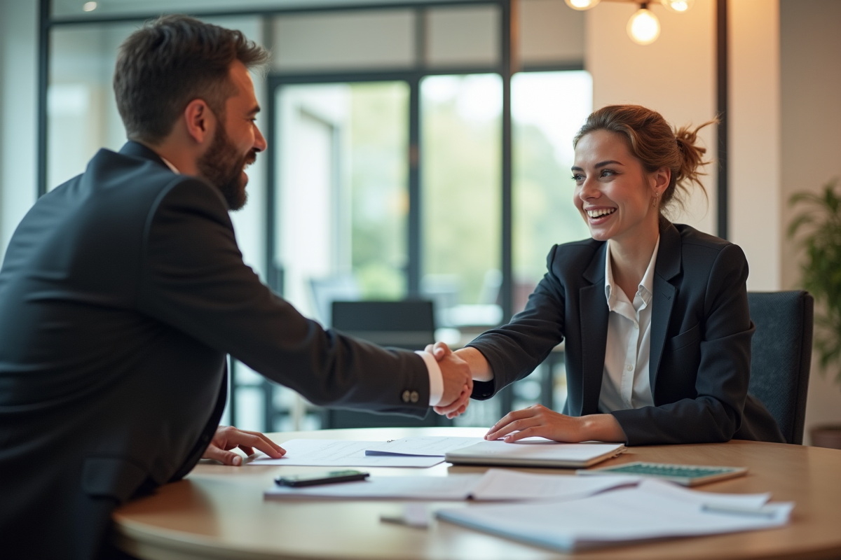 Conseiller Pôle Emploi serrant la main d